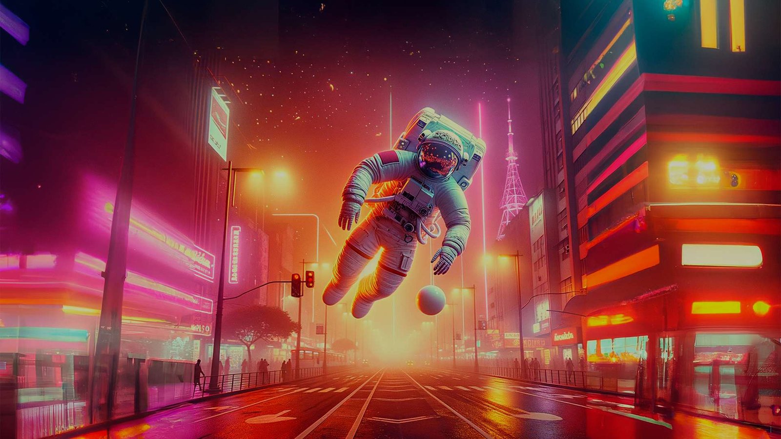 Astronauta DOIDDO flutuando sobre a Avenida Paulista